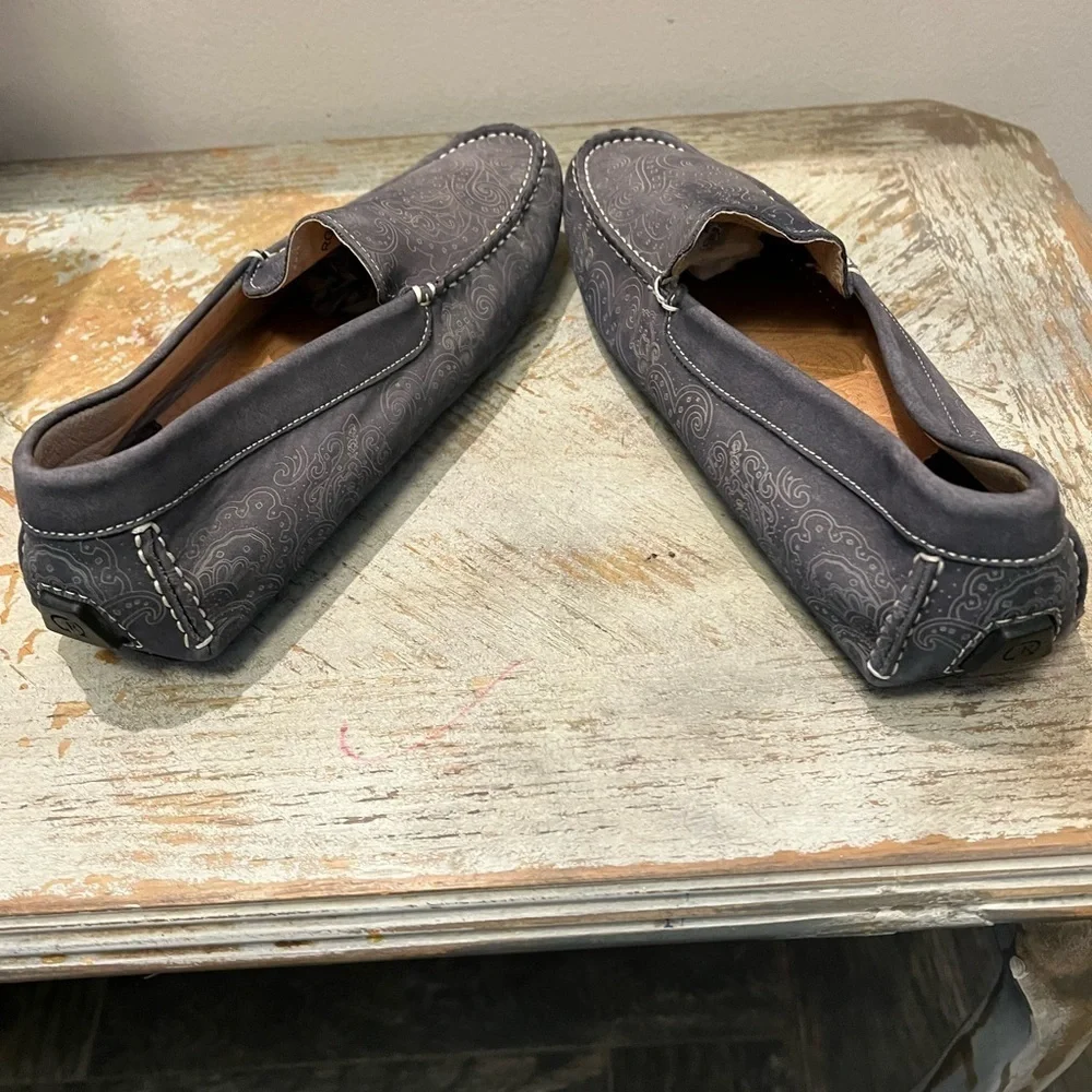 Robert Graham Soprano Paisley Gray‎ Embossed Mens Size 9 Leather Slip On